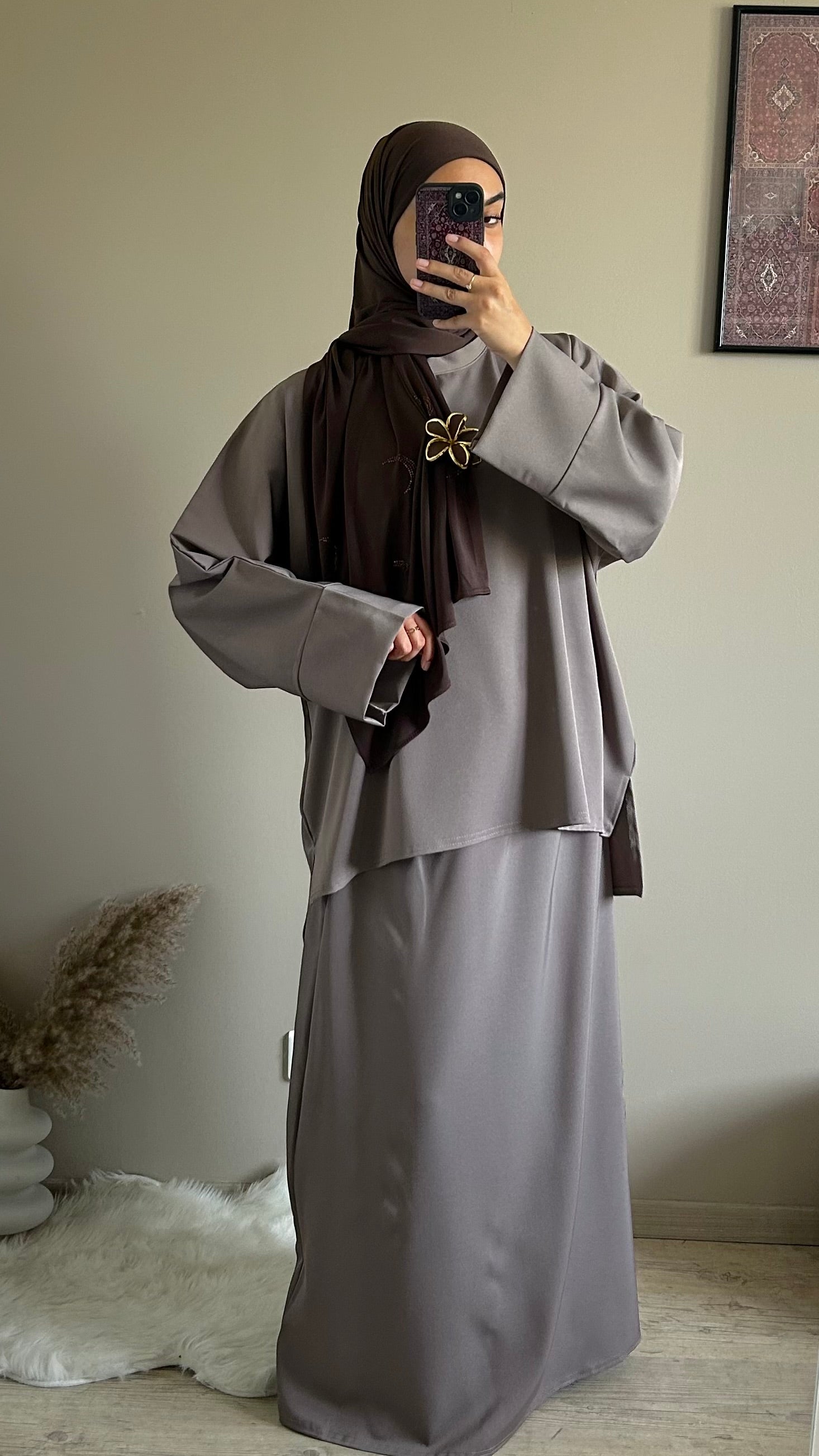 Ensemble jupe ample taupe